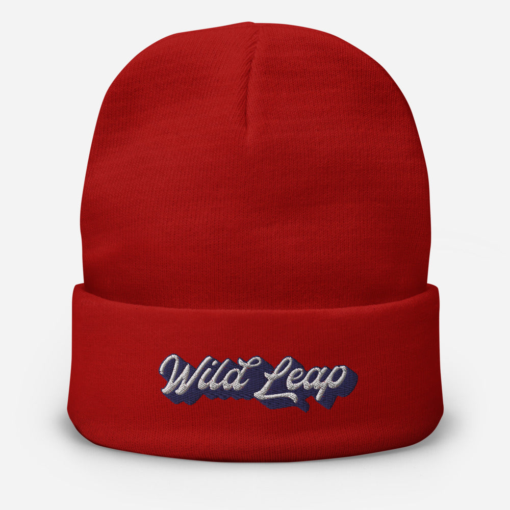 Embroidered Beanie - Wild Leap Retro Script Embroidered Beanie - Wild Leap Retro Script